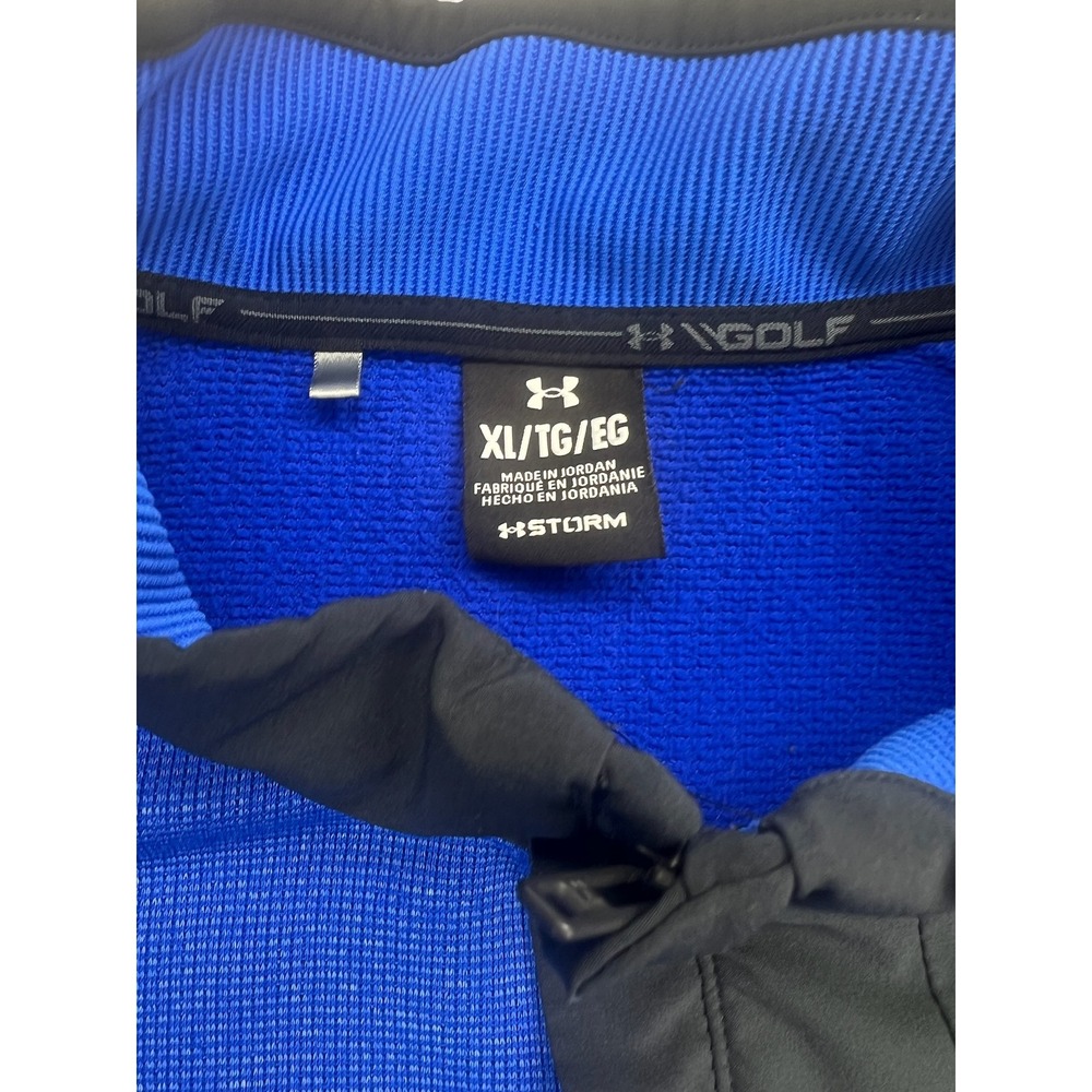 Under Armour Storm Golf Mens XL Royal Blue Black Quarter Zip Pullover Sweater - Picture 6 of 9
